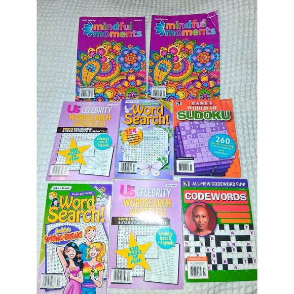 Assorted Puzzle Books & Adult Coloring Set - Picture 1 of 7